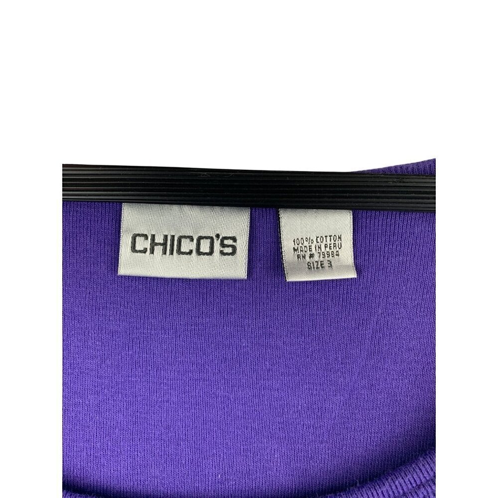 Chicos Purple Sleeveless Top Size 3 Cotton - Picture 3 of 3